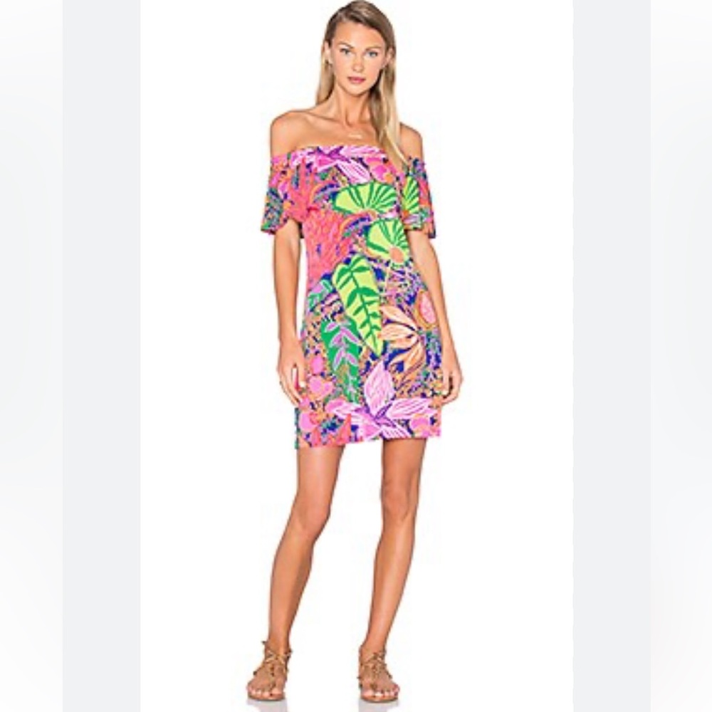 NWT Trina Turk Revolve Merci Floral Off Shoulder Mini Dress Multicolor